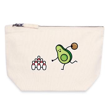 Lustige Avocado Bowling, Bowler, kegeln, Kegler - Canvas Reißverschluss-Täschchen (18 x 19 cm) - Naturweiß - Vorne