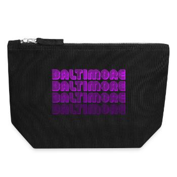 Baltimore Neon Raster - Canvas Reißverschluss-Täschchen (18 x 19 cm) - Schwarz - Vorne