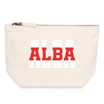 T-Shirt Alba T-Shirt Geschenkidee gestapelter Text - Canvas Reißverschluss-Täschchen (18 x 19 cm) - Naturweiß - Vorne