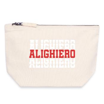 Alighiero t-shirt stacked text gift t-shirt - Canvas Zip Pouch 18 x 19 cm - nature - Front