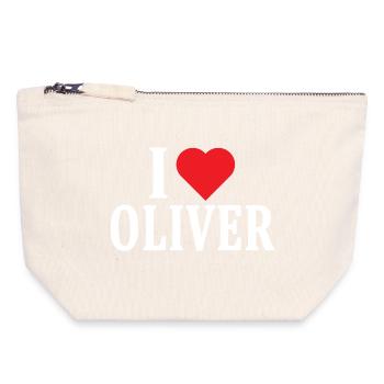 t-shirt I love Oliver t-shirt gift idea - Canvas Zip Pouch 18 x 19 cm - nature - Front