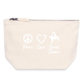 Peace Love Break Dance - Canvas Reißverschluss-Täschchen (18 x 19 cm) - Naturweiß - Vorne