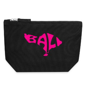 Bali Map Artistic Typography Design - Canvas Zip Pouch 18 x 19 cm - black - Front