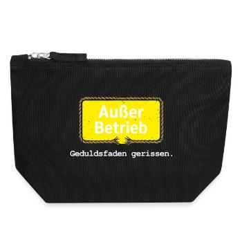 Außer Betrieb – Geduldsfaden gerissen Spruchmotiv - Canvas Reißverschluss-Täschchen (18 x 19 cm) - Schwarz - Vorne