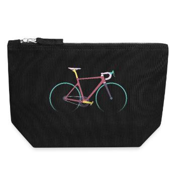 Chemise de vélo de route vintage – Motif de vélo rétro - Pochette zippée en toile 18 x 19 cm - noir - Devant