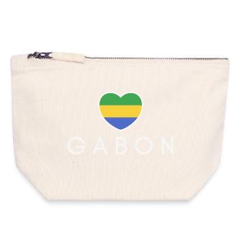 Heart with Gabonese flag, Gabonese pride - Canvas Zip Pouch 18 x 19 cm - nature - Front