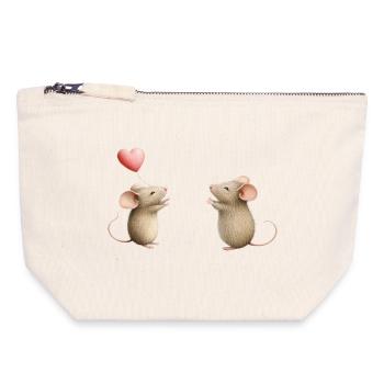 Amour de la souris - Pochette zippée en toile 18 x 19 cm - blanc naturel - Devant