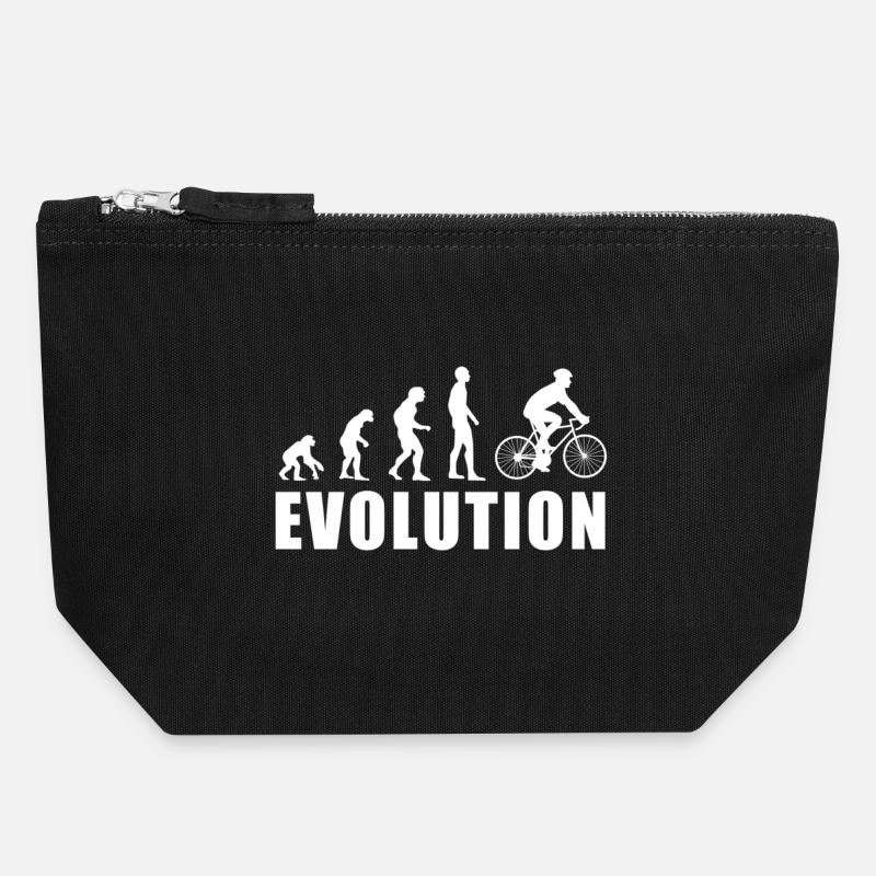 EVOLUTION Cycliste Cycliste Vélo Cadeau - Pochette zippée en toile 18 x 19 cm - noir