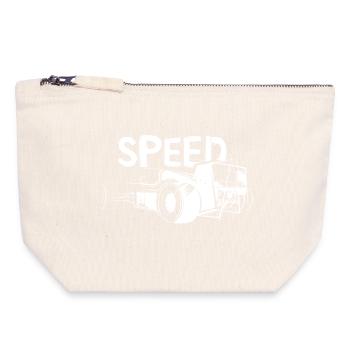Vitesse Formule Auto - Illustration de course - Pochette zippée en toile 18 x 19 cm - blanc naturel - Devant