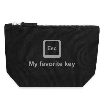 Chemise ESC Key – Bouton préféré des nerds et des geeks - Pochette zippée en toile 18 x 19 cm - noir - Devant