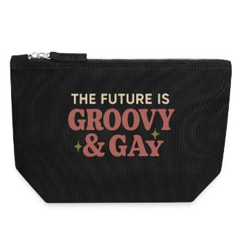 Groovy Pride Retro Égalité Queer Histoire - Pochette zippée en toile 18 x 19 cm - noir - Devant