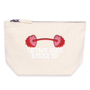 Lifting Each Other Up Funny Gym Workout Valentine - Canvas Zip Pouch 18 x 19 cm - nature - Front