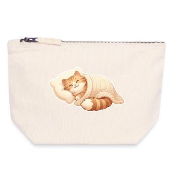 Katze Schlafen - Canvas Reißverschluss-Täschchen (18 x 19 cm) - Naturweiß - Vorne