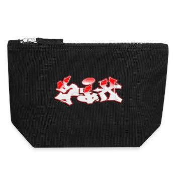 Urban Graffiti in Bold Red and White - Canvas Zip Pouch 18 x 19 cm - black - Front