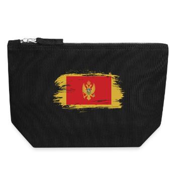Montenegro Vintage Flagge - Canvas Reißverschluss-Täschchen (18 x 19 cm) - Schwarz - Vorne