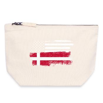 Grunge US Drapeau Danois Fusion - Pochette zippée en toile 18 x 19 cm - blanc naturel - Devant