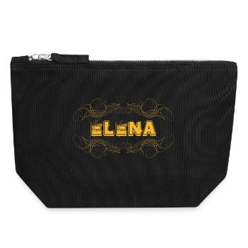 ELENA lettering decorated - Canvas Zip Pouch 18 x 19 cm - black - Front