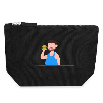 Un homme en maillot de corps veut manger des hamburgers - Pochette zippée en toile 18 x 19 cm - noir - Devant