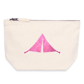 Zelt Fell Camping flausching Camper Outdoor rosa - Canvas Reißverschluss-Täschchen (18 x 19 cm) - Naturweiß - Vorne