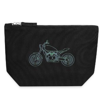 Motif Moto Classique Néon Inline - Pochette zippée en toile 18 x 19 cm - noir - Devant