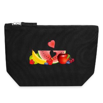 Colorful fruits with watermelon and heart - Canvas Zip Pouch 18 x 19 cm - black - Front