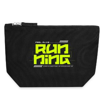 Feel Alive Running Neon - Canvas Reißverschluss-Täschchen (18 x 19 cm) - Schwarz - Vorne