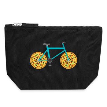 VTT avec roues à pizza - Pochette zippée en toile 18 x 19 cm - noir - Devant