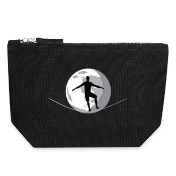 Das Zen des Gleichgewichts: Slacklining vom Mond - Canvas Reißverschluss-Täschchen (18 x 19 cm) - Schwarz - Vorne