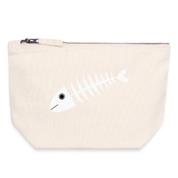 Fisch weiß Fischgräte Geschenk Angler - Canvas Reißverschluss-Täschchen (18 x 19 cm) - Naturweiß - Vorne