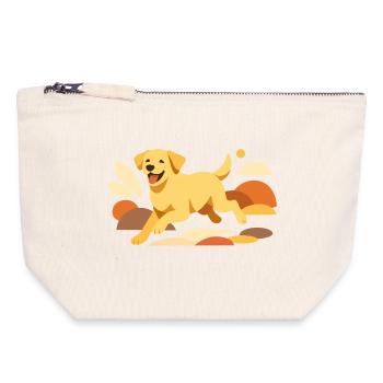 Happy Labrador Dog Illustration für Hundeliebhaber - Canvas Reißverschluss-Täschchen (18 x 19 cm) - Naturweiß - Vorne