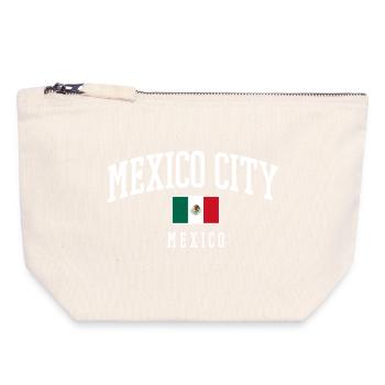 Drapeau typographique de Mexico - Pochette zippée en toile 18 x 19 cm - blanc naturel - Devant
