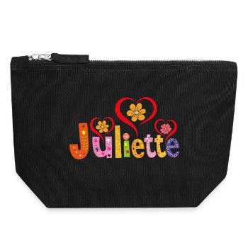 Nom personnalisé de Juliette - Pochette zippée en toile 18 x 19 cm - noir - Devant