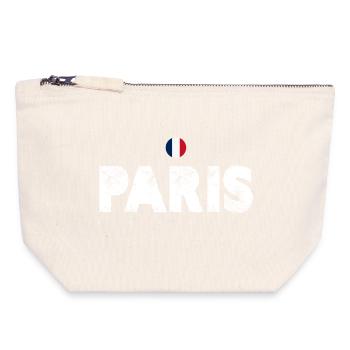 Glyphes en détresse de Paris avec drapeau français - Pochette zippée en toile 18 x 19 cm - blanc naturel - Devant