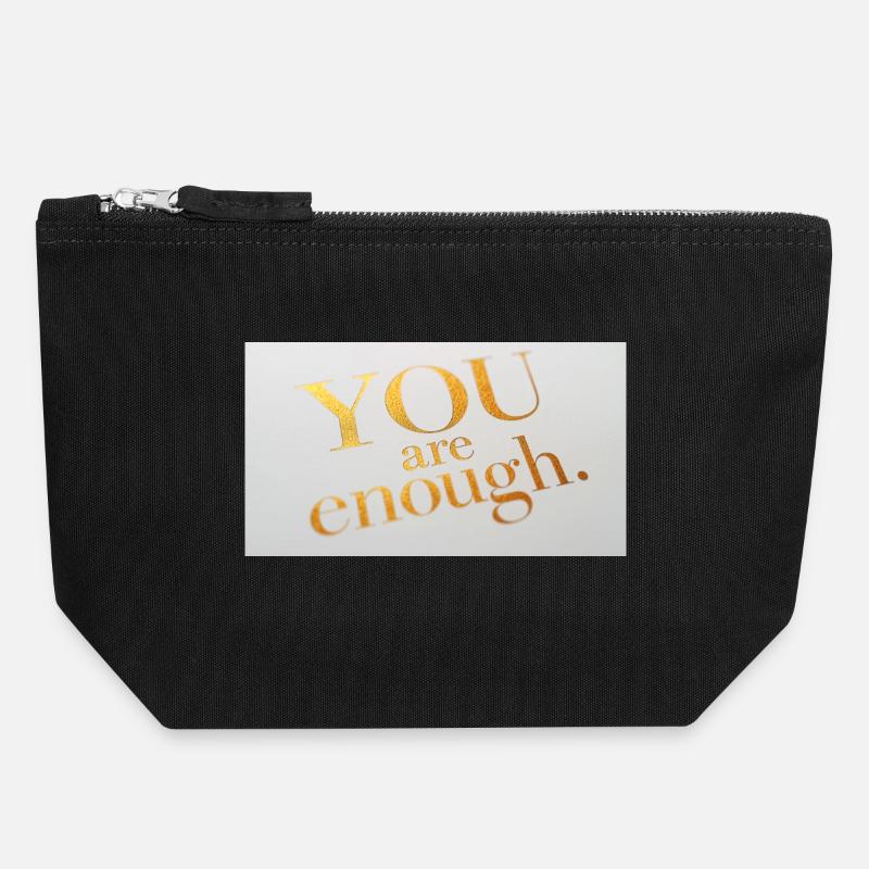 Motivational Gold Foil Text Print - Canvas Zip Pouch 18 x 19 cm - black