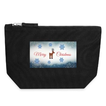 Merry Christmas Deer Motif with Snowflakes - Canvas Zip Pouch 18 x 19 cm - black - Front