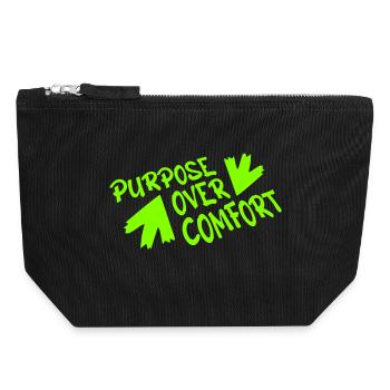 Purpose Over Comfort Motivation Mindset Growth - Canvas Zip Pouch 18 x 19 cm - black - Front
