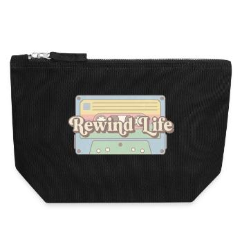 Rewind Life Retro Cassette - Canvas Zip Pouch 18 x 19 cm - black - Front