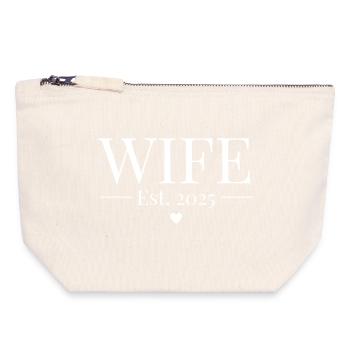 Épouse établie en 2025 - Pochette zippée en toile 18 x 19 cm - blanc naturel - Devant