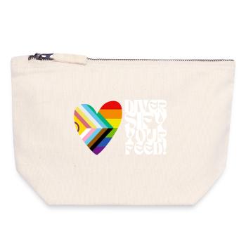 🌈♿ Diversify Your Feed–Progress Pride&Disability - Canvas Zip Pouch 18 x 19 cm - nature - Front