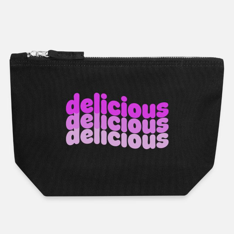 Delicious Typo Gradient Pattern - Canvas Zip Pouch 18 x 19 cm - black
