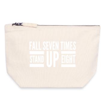 Fall Seven Stand Eight Quote White - Canvas Zip Pouch 18 x 19 cm - nature - Front