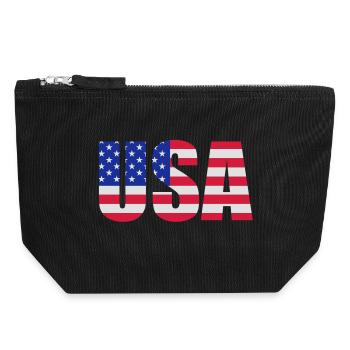 American flag - Canvas Zip Pouch 18 x 19 cm - black - Front