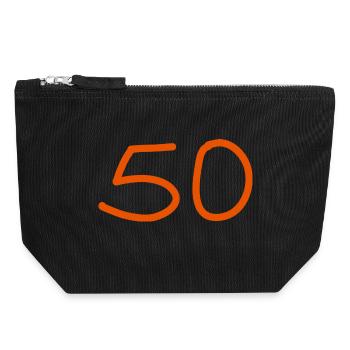 50th birthday fifty number oranges - Canvas Zip Pouch 18 x 19 cm - black - Front
