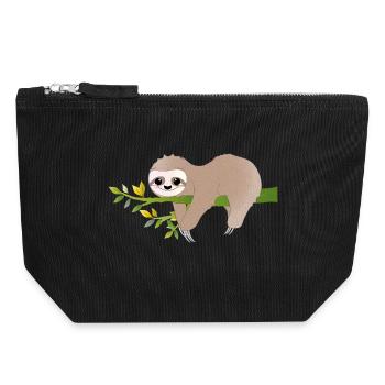Paresseux détendu – motif de détente charmant - Pochette zippée en toile 18 x 19 cm - noir - Devant