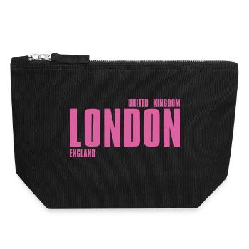 London – England Lyric Design - Canvas Reißverschluss-Täschchen (18 x 19 cm) - Schwarz - Vorne