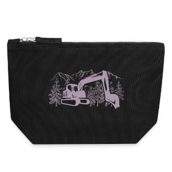 Excavator Silhouette Construction Equipment Operator Work - Canvas Zip Pouch 18 x 19 cm - black - Front