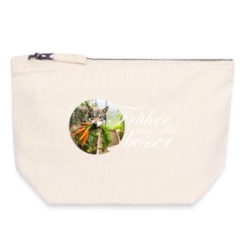 Dog Wolf with Carrots Saying Design Funny Down - Canvas Zip Pouch 18 x 19 cm - nature - Front