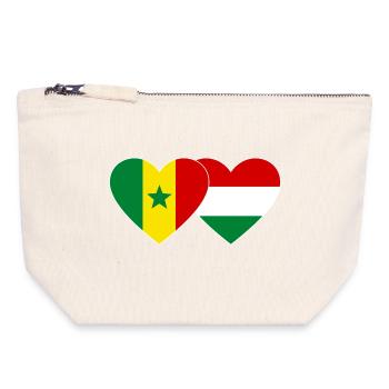 Senegal Hungary Flag Hands Heart Shape - Canvas Zip Pouch 18 x 19 cm - nature - Front