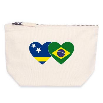 Curacao_Brasilien_Flagge_Herz - Canvas Zip Pouch 18 x 19 cm - nature - Front