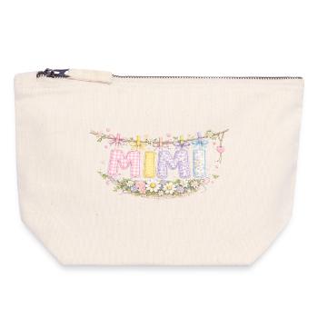 Mimi-Blumen und Pastell | Schatz-Oma-Geschenk - Canvas Reißverschluss-Täschchen (18 x 19 cm) - Naturweiß - Vorne